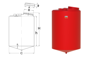 Kích thước bồn nhựa pe chứa hóa chất CENB-E