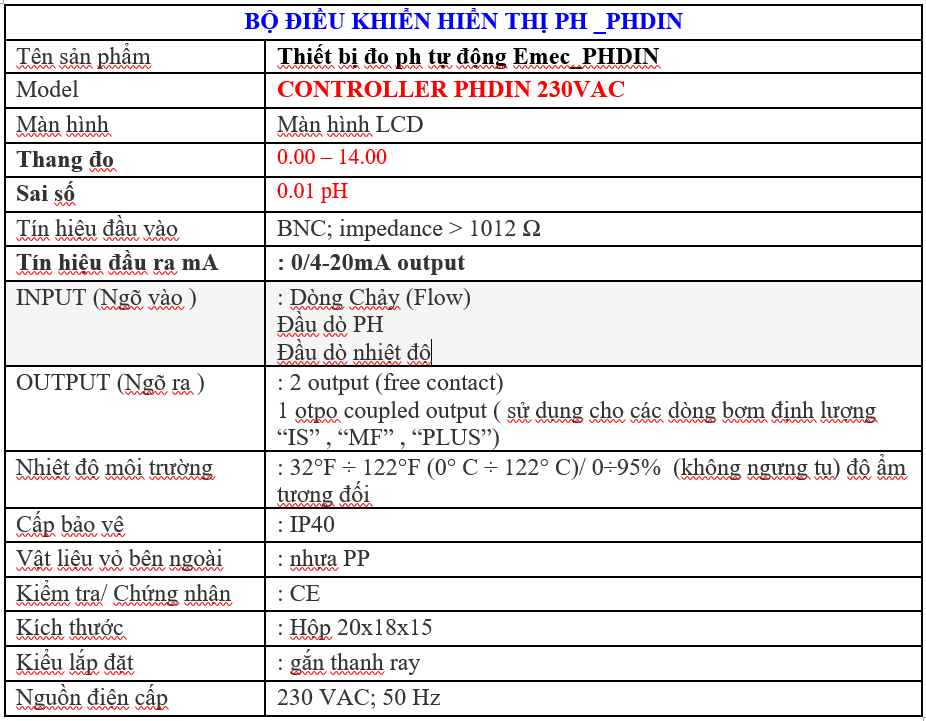 Thiết bị đo Ph Emec PHDIN tự động